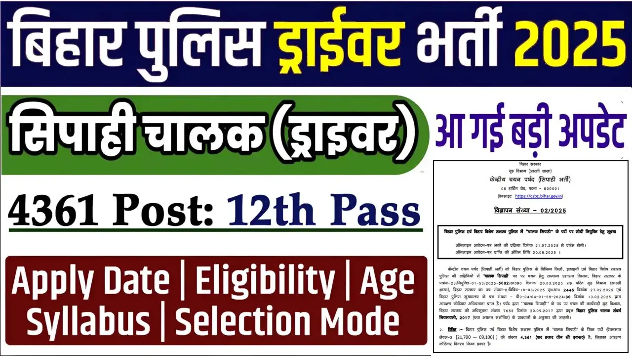 Bihar police Driver vacancy 2025