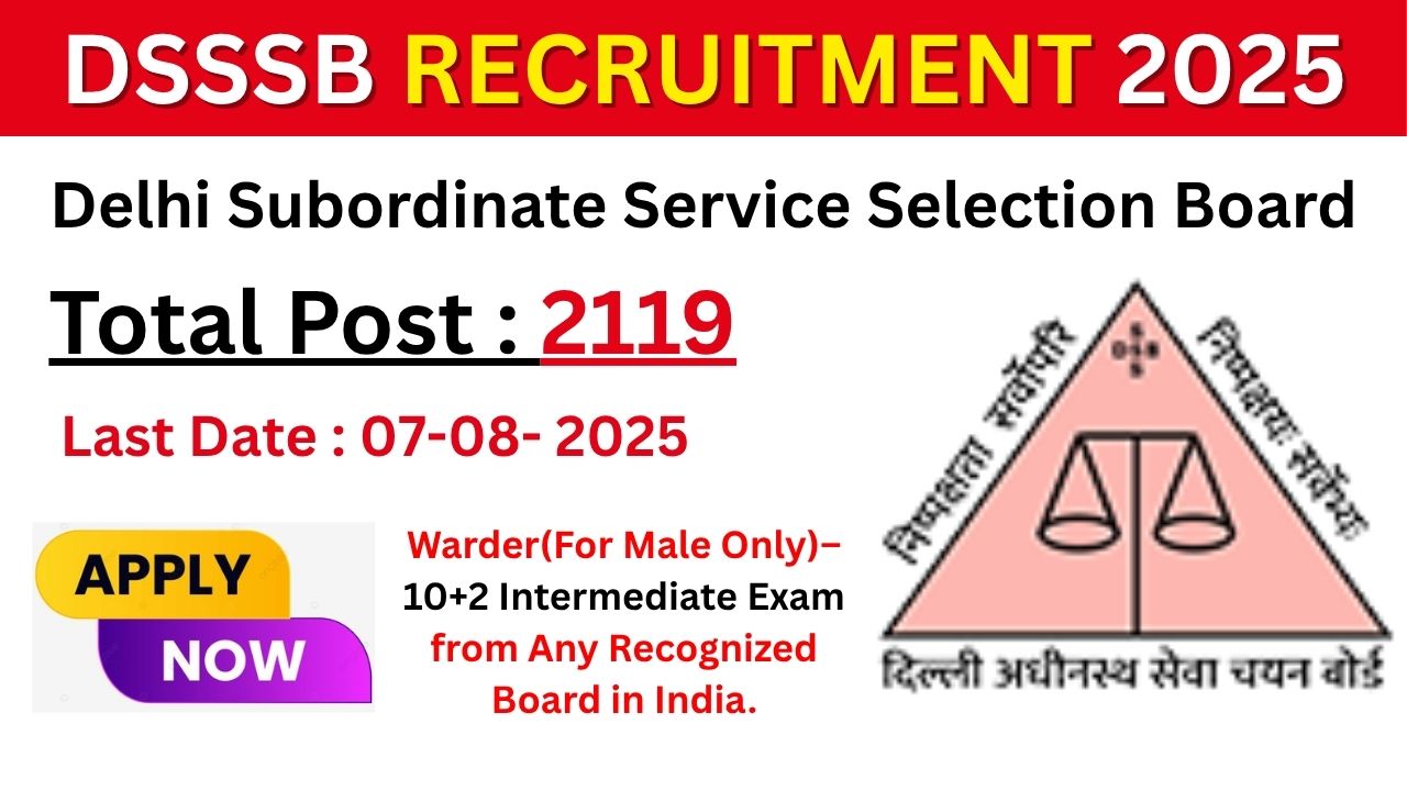 DSSSB Various Post Online Form 2025